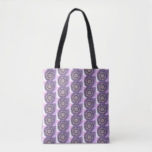 Purple Passion Flower Pattern Tote Bag