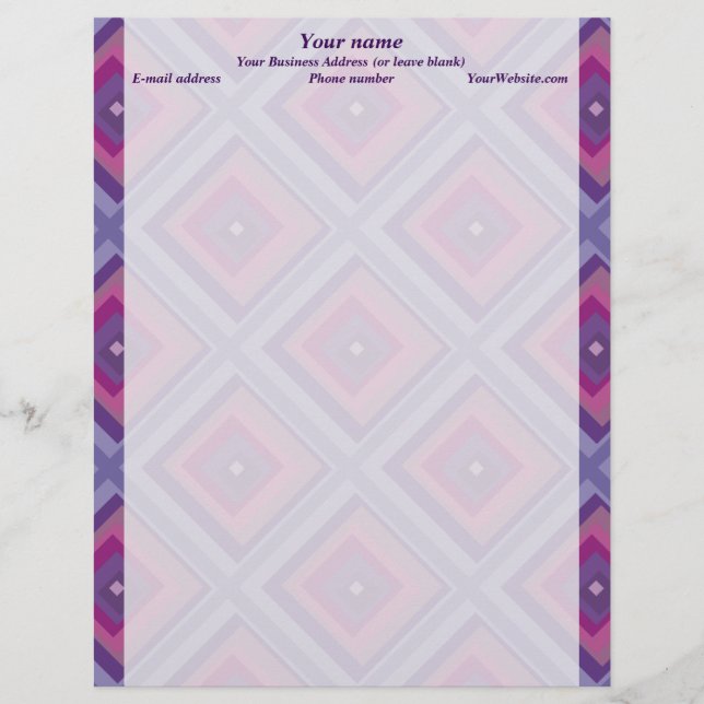 purple passion lavender fields diamond pattern art letterhead design (Front)