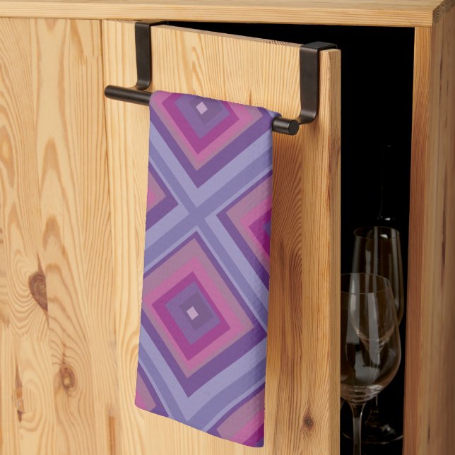purple passion lavender fields diamond pattern art tea towel (Thirds Fold)