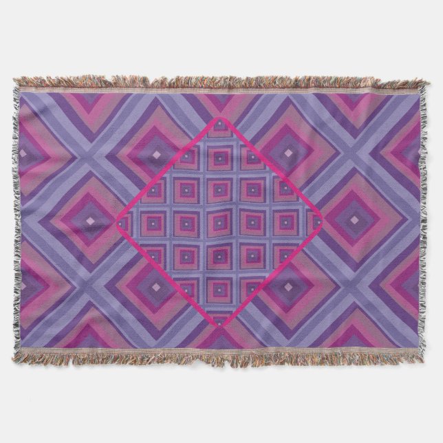 purple passion lavender fields diamond pattern art throw blanket (Front)