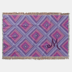 purple passion lavender fields diamond pattern art throw blanket