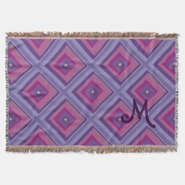 purple passion lavender fields diamond pattern art throw blanket (Front)