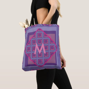 Purple passion lavender monogram diamond pattern  tote bag