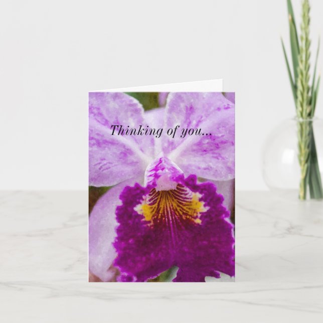 Purple Passion Orchid Thinking Of You Card (Front)