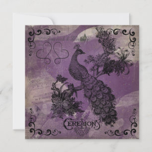 Purple Passion Peacock Wedding Invitation