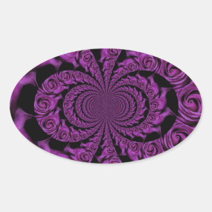 Purple Passion: Royal Romance Roses Oval Sticker