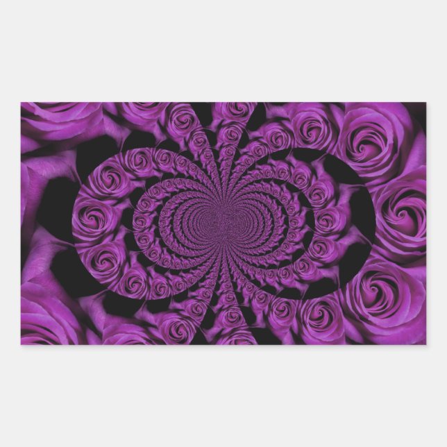 Purple Passion: Royal Romance Roses Rectangular Sticker (Front)
