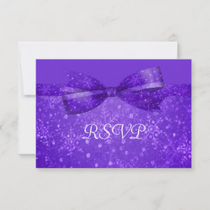 Purple Passion & Shimmer Snowflakes Wedding RSVP Card