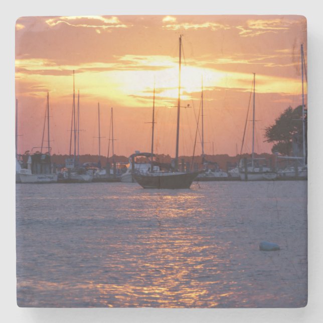 Purple Passion Sunset Stone Coaster (Front)