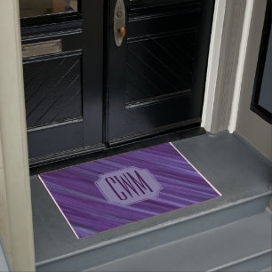 Purple Passion Violet Plum Brushstroke Monogram Doormat