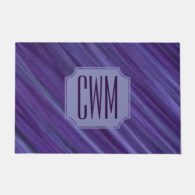 Purple Passion | Violet Plum Brushstroke Monogram Doormat (Front)