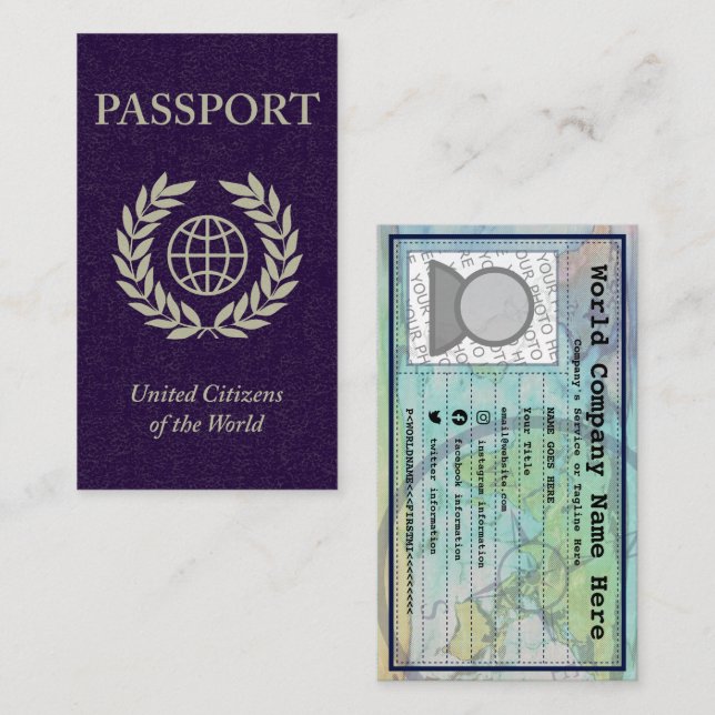 purple passport business card (Front/Back)
