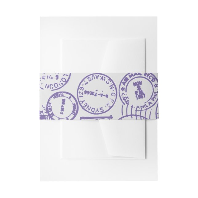 Purple Passport Stamps Belly Band Invitation Belly Band (Front Example)