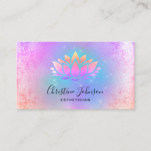 purple pastel blue orange lotus business card