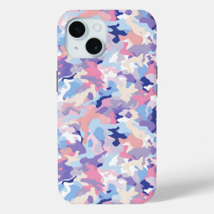 Purple Pastel Camouflage iPhone 15 Case