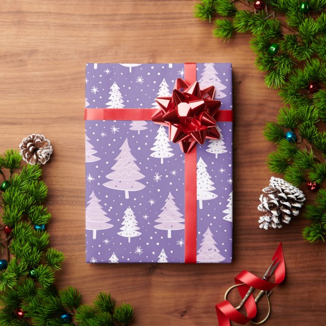 Purple Pastel Christmas Tree Wrapping Paper (Holiday Gift)