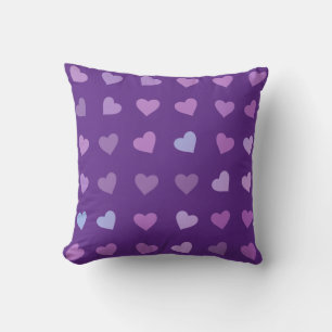 PURPLE PASTEL COLORED HEARTS  CUSHION