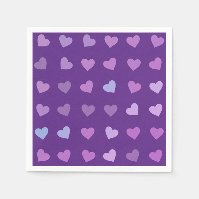 PURPLE PASTEL COLORED HEARTS  NAPKIN (Front)