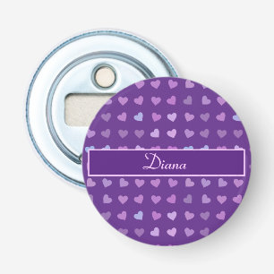 PURPLE PASTEL COLORED HEARTS PERSONALIZED BOTTLE OPENER