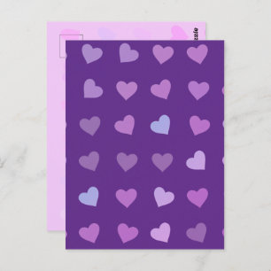 PURPLE PASTEL COLORED HEARTS    POSTCARD