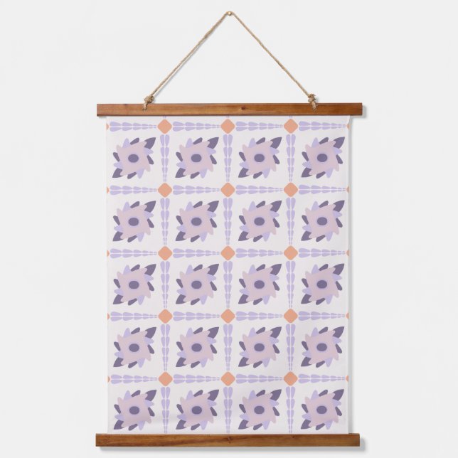 Purple pastel Decorative colourful tile  Hanging Tapestry (Front)