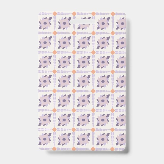 Purple pastel Decorative colourful tile  ID Badge (Front)
