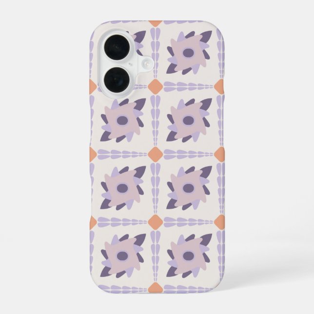 Purple pastel Decorative colourful tile  iPhone 16 Case (Back)
