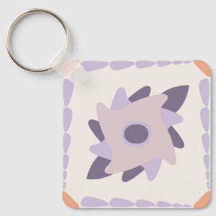 Purple pastel Decorative colourful tile Key Ring