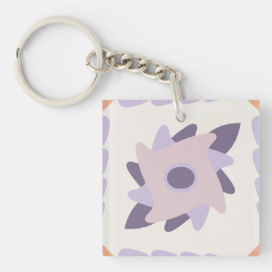 Purple pastel Decorative colourful tile Key Ring