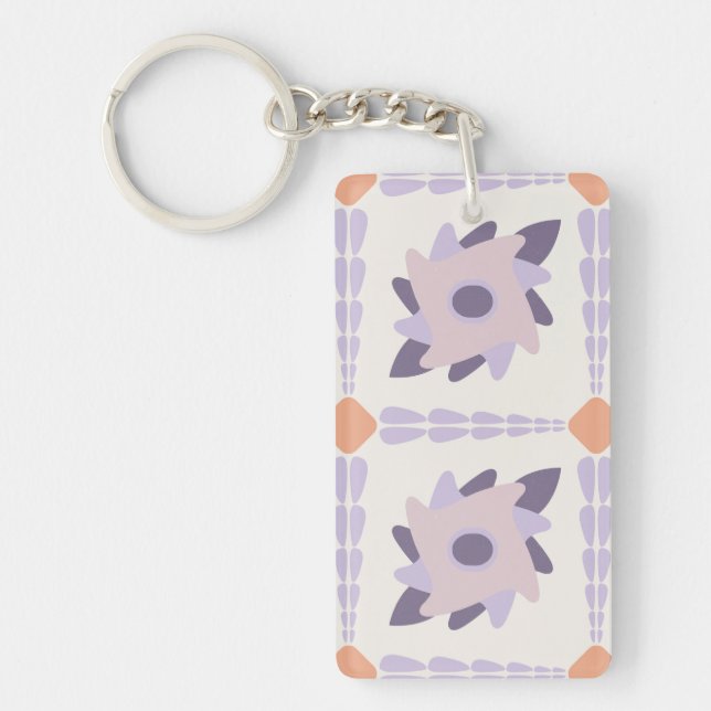 Purple pastel Decorative colourful tile  Key Ring (Front)