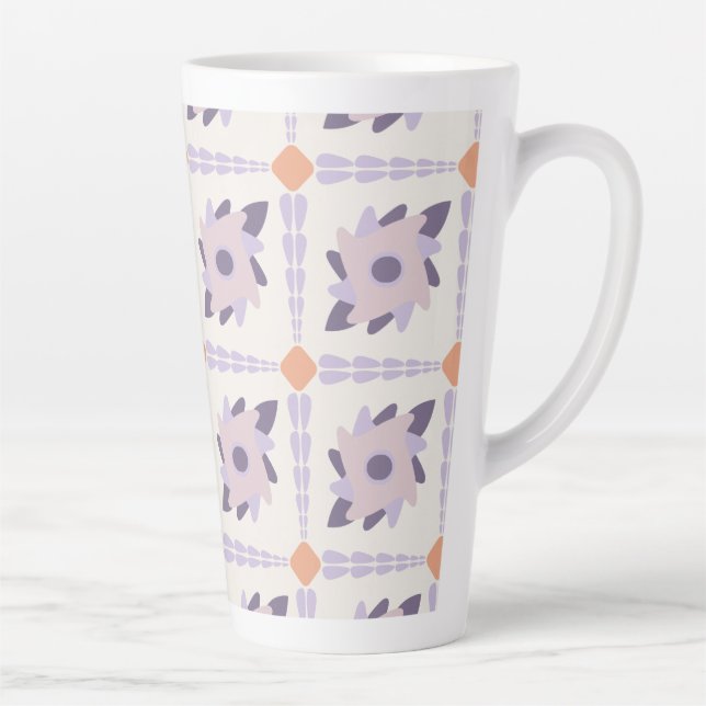 Purple pastel Decorative colourful tile  Latte Mug (Right)