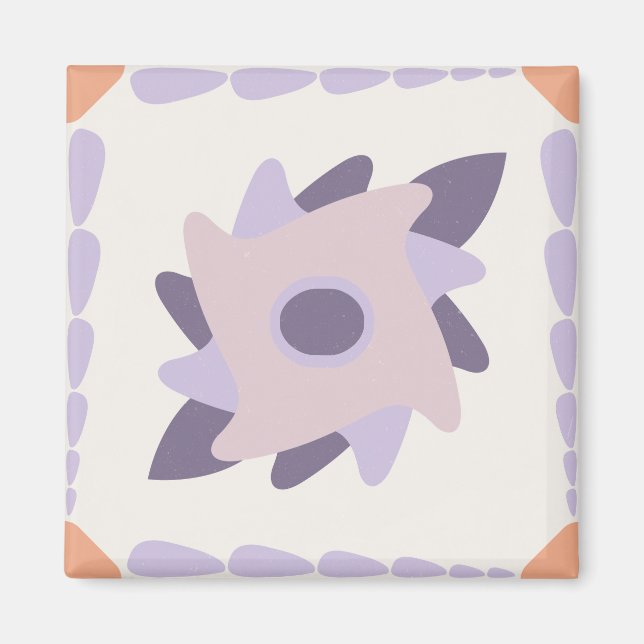Purple pastel Decorative colourful tile  Magnet (Front)