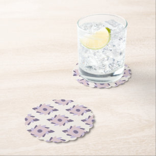 Purple pastel Decorative colourful tile Paper Coaster