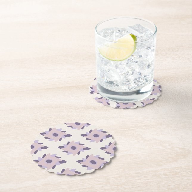 Purple pastel Decorative colourful tile  Paper Coaster (Insitu)