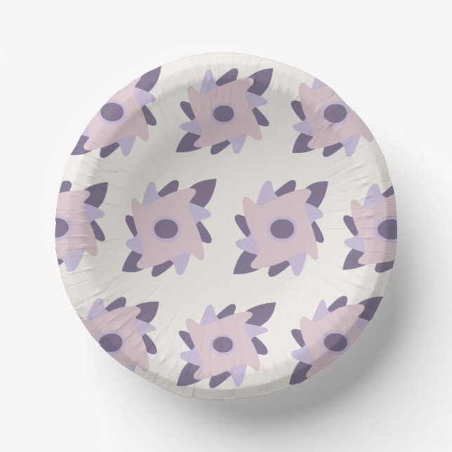 Purple pastel Decorative colourful tile  Paper Plate (Front)