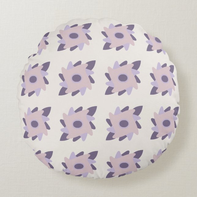 Purple pastel Decorative colourful tile  Round Cushion (Front)