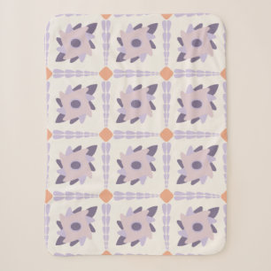 Purple pastel Decorative colourful tile Sherpa Blanket