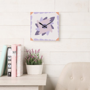 Purple pastel Decorative colourful tile  Square Wall Clock