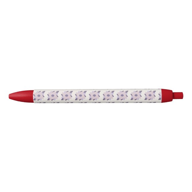 Purple Pastel Decorative Tile Pattern Black Ink Pen (Front)