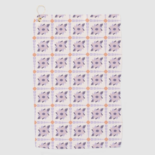 Purple Pastel Decorative Tile Pattern Golf Towel (Front)
