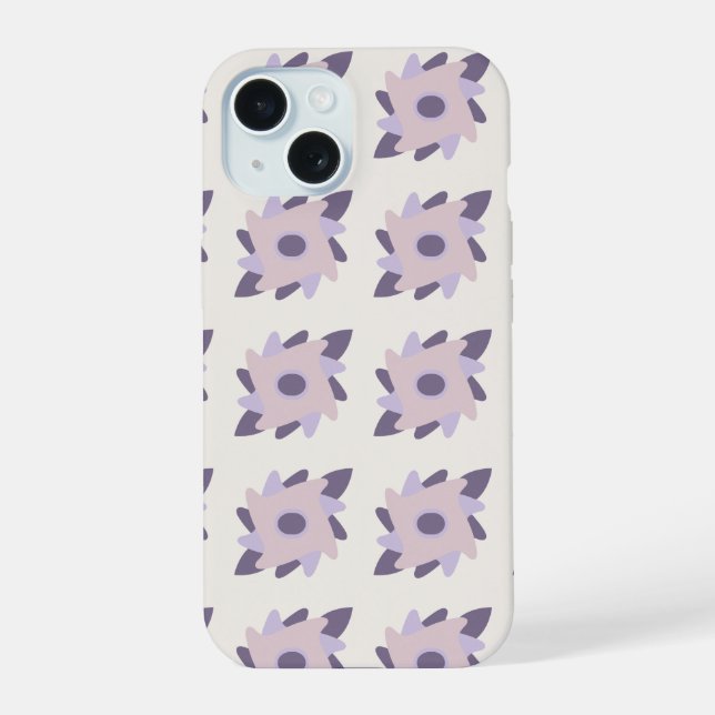 Purple Pastel Decorative Tile Pattern iPhone 15 Case (Back)