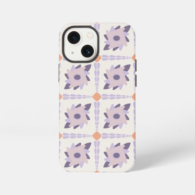 Purple Pastel Decorative Tile Pattern iPhone Case (Back)