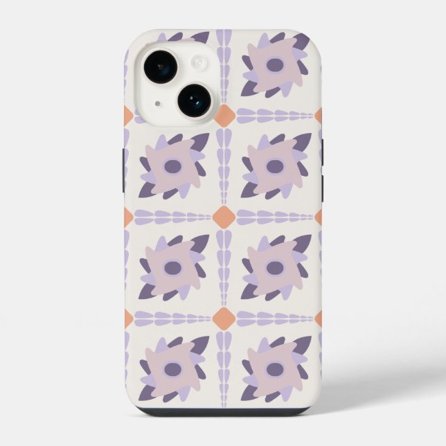 Purple Pastel Decorative Tile Pattern iPhone Case (Back)