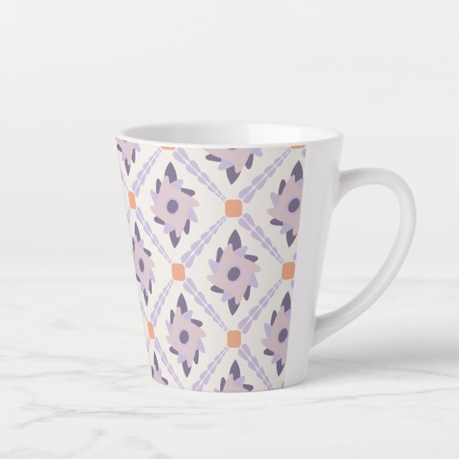 Purple Pastel Decorative Tile Pattern Latte Mug (Right)
