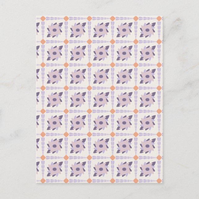 Purple Pastel Decorative Tile Pattern Postcard (Front)