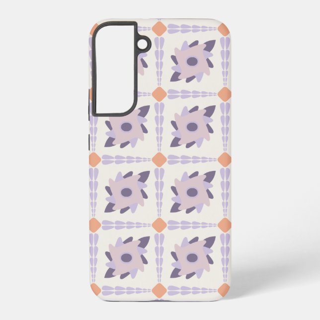 Purple Pastel Decorative Tile Pattern Samsung Galaxy S22+ Case (Back)