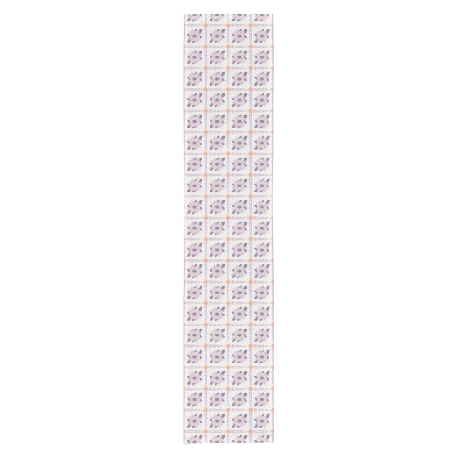 Purple Pastel Decorative Tile Pattern Short Table Runner (Front)