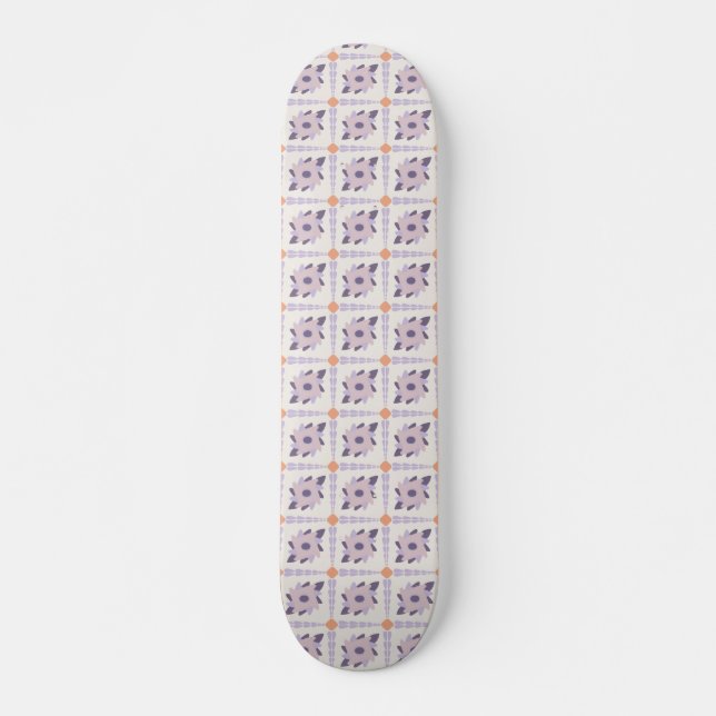 Purple Pastel Decorative Tile Pattern Skateboard (Front)