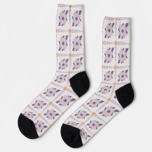 Purple Pastel Decorative Tile Pattern Socks