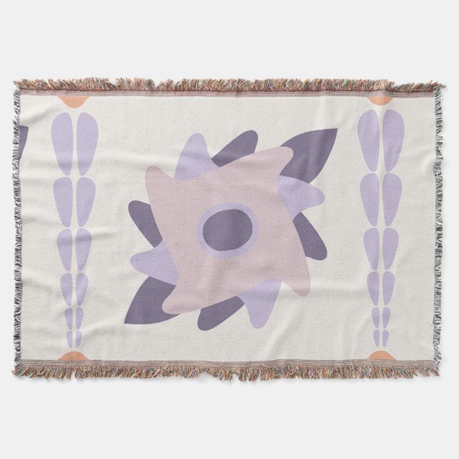 Purple Pastel Decorative Tile Pattern Throw Blanket (Front)